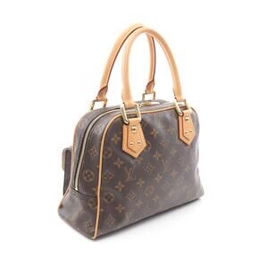 Louis Vuitton Canvas Manhattan Handbag Brown Monogram Leather